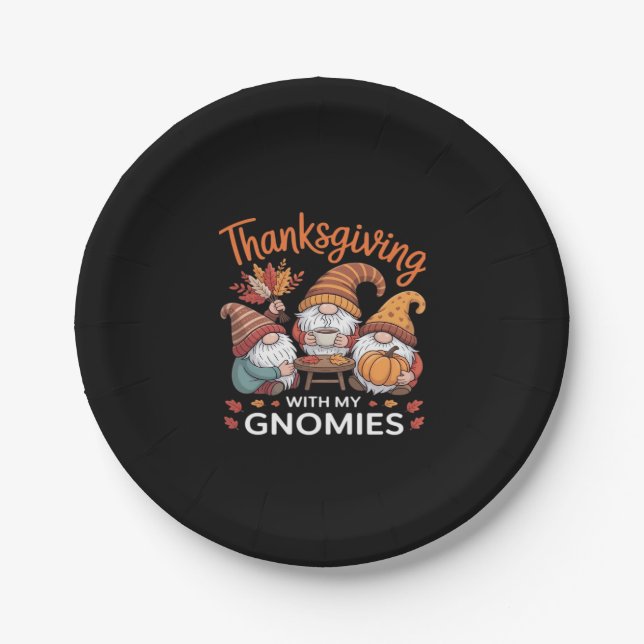 Assiettes En Carton Thanksgiving Gnome Fall Leopard Turkey Essentiel T (Devant)