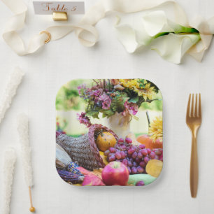 Assiettes En Carton Thanksgiving Holiday Autumn Harvest Table