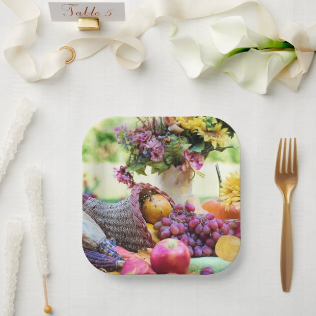 Assiettes En Carton Thanksgiving Holiday Autumn Harvest Table (Mariage)