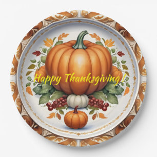 Assiettes En Carton Thanksgiving Modern Citrouille Collection d'automn