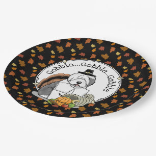 Assiettes En Carton Thanksgiving Old English Sheepdog (Gris 1) Fun