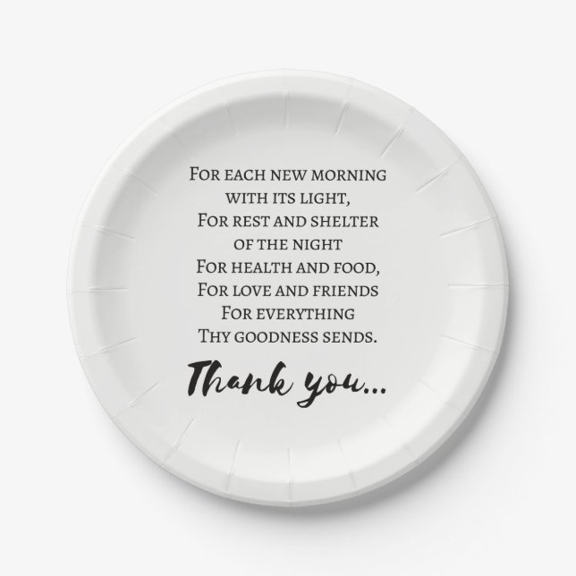 Assiettes En Carton Thanksgiving Poem. Simple Thanksgiving (Devant)