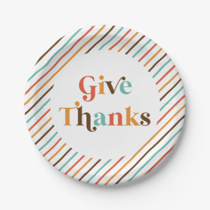 Assiettes En Carton Thanksgiving Retro Donner Merci Plaques de papier