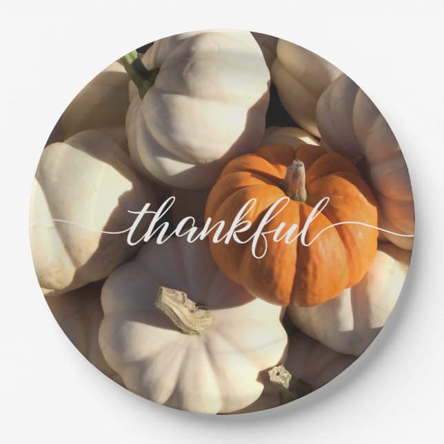 Assiettes En Carton Thanksgiving Thankful Dinner Citrouille Harvest (Devant)
