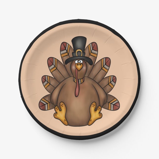 Assiettes En Carton Thanksgiving Turquie (Devant)