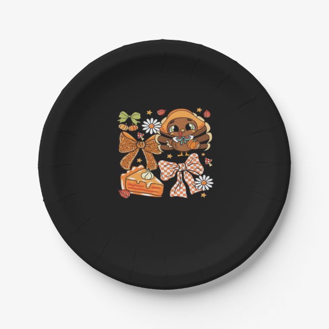 Assiettes En Carton Thanksgiving Turquie Coquette T-shirt classique (Devant)