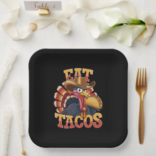 Assiettes En Carton Thanksgiving Turquie Mange Tacos Drôle Mexicain