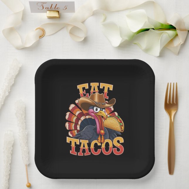 Assiettes En Carton Thanksgiving Turquie Mange Tacos Drôle Mexicain (Mariage)