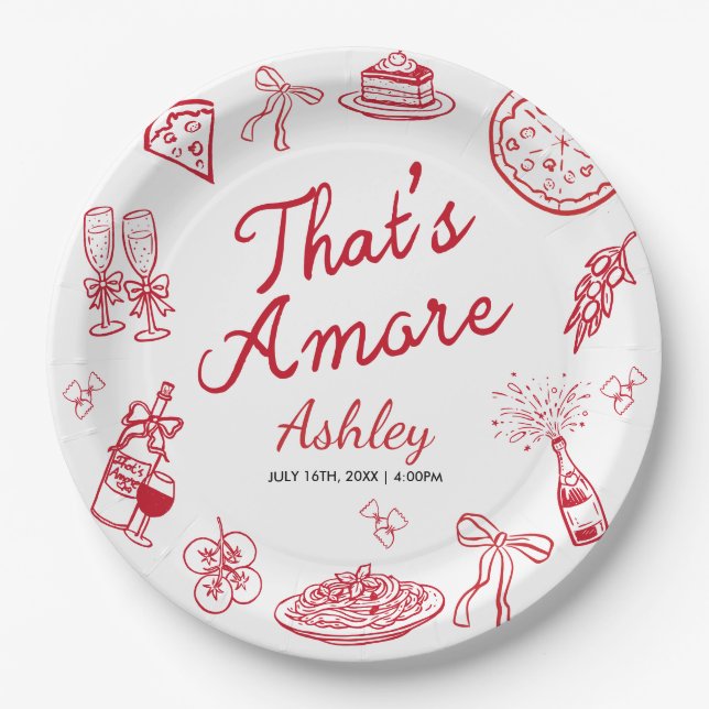Assiettes En Carton That's Amore Enterrement de Vie de Jeune Fille  (Devant)