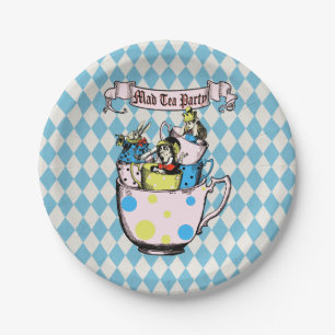 Assiettes En Carton Thé à la fête du Chapelier Fou Alice au Pays des M