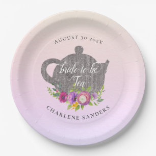 Assiettes En Carton Thé de mariage ombré Ranunculus et Rose de l'aube