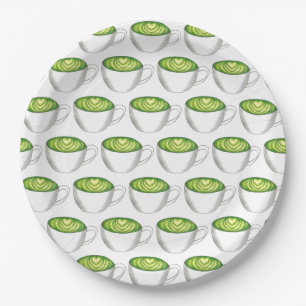 Assiettes En Carton Thé japonais Matcha Green Latte Teacup Foin