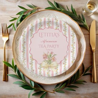 Assiettes En Carton Thé party bébé grandmillénaire monogrammé