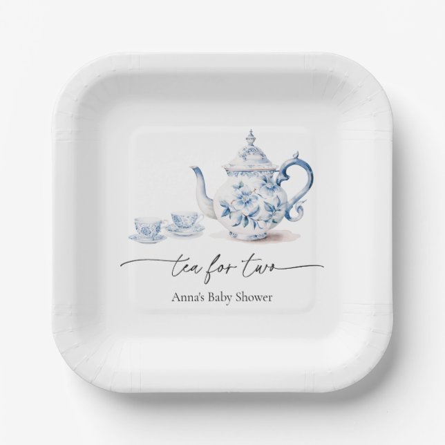 Assiettes En Carton Thé pour deux Baby showers (Recto)