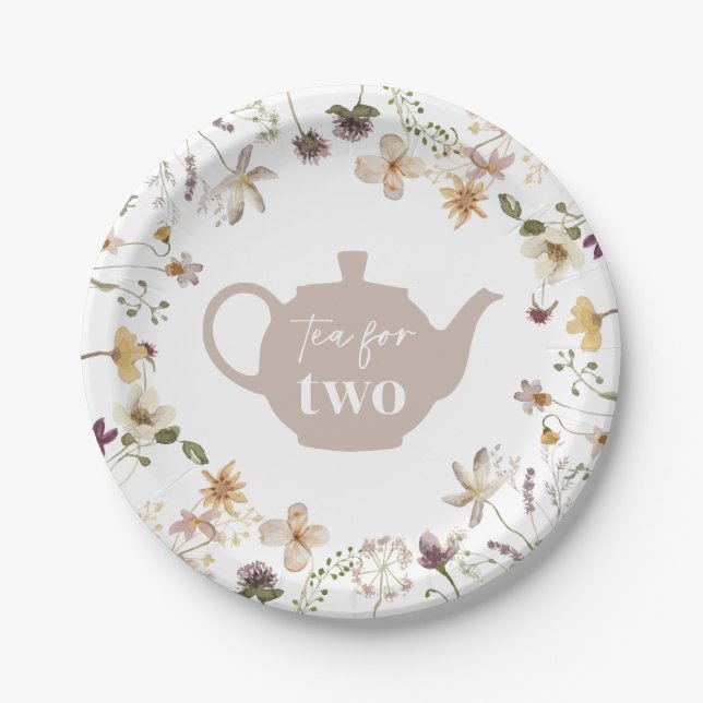 Assiettes En Carton Thé Pour Deux Plaques De Papier Floral (Devant)