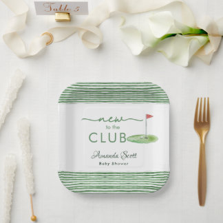 Assiettes En Carton Thème de Baby Shower "Green New to the Club Golf"