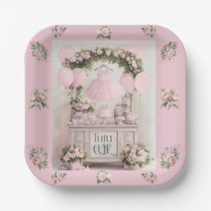 Assiettes En Carton Thème de ballerine rose tutu mignon pour filles