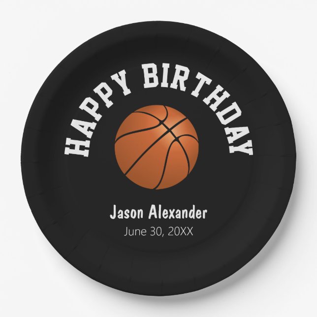 Assiettes En Carton Thème de basket-ball Anniversaire Plaques de fête (Devant)
