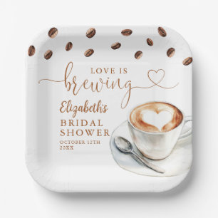 Assiettes En Carton Thème de café Love Is Brewing pour enterrement de 