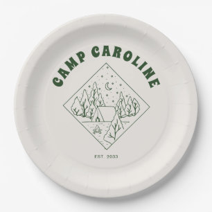 Assiettes En Carton Thème de camping pour enterrement de vie de jeune 