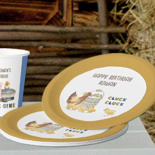 Assiettes En Carton Thème de ferme Cluck Cluck Chicken Anniversaire de
