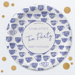 Assiettes En Carton Thème de fête de thé vintage pour Baby Shower à l'