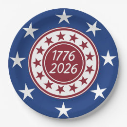 Assiettes En Carton Thème de fête patriotique 1776-2026