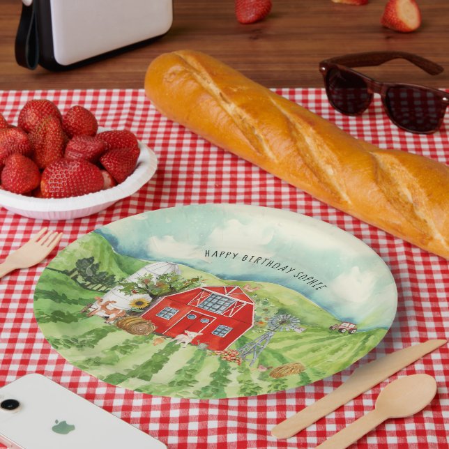 Assiettes En Carton Thème de la ferme | Fête d'anniversaire de la gran (Pique-nique)