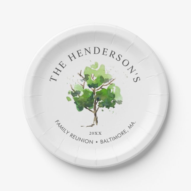 Assiettes En Carton Thème de l'arbre généalogique| Réunion familiale (Devant)