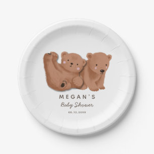 Assiettes En Carton Thème de l'ours Cub Twins Baby shower Plaque papie