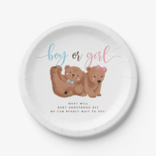 Assiettes En Carton Thème de l'ours Sexe Révélation Partie Plaque papi