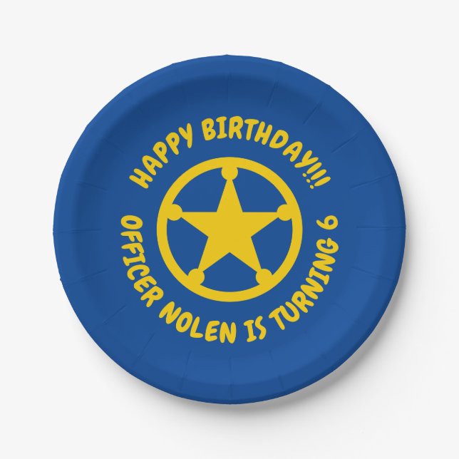 Assiettes En Carton Thème de police de l'enfant Plaques de fête d'anni (Devant)