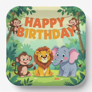 Assiettes En Carton Thème de safari anniversaire mignon