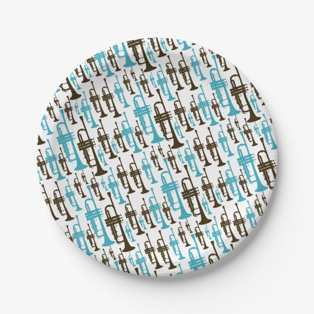 Assiettes En Carton Thème de trompette (Devant)