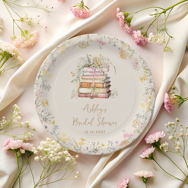 Assiettes En Carton Thème du livre Fleur sauvage Fête des mariées rust (Créateur téléchargé)