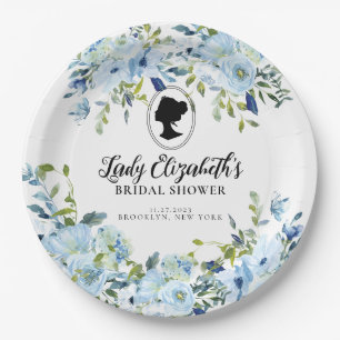 Assiettes En Carton Thème floral bleu vintage pour douche de mariée Ré