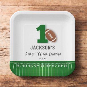 Assiettes En Carton Thème Football Première année en bas Anniversaire