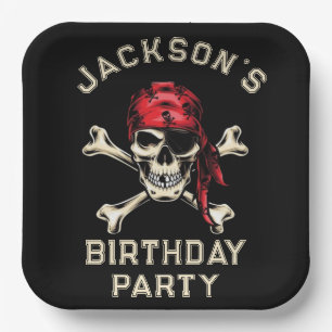 Assiettes En Carton Thème pirate Fête Adulte Salé Crâne Noir 2