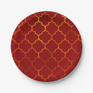 Assiettes En Carton Thème royal indien arabe marocain rouge feuilleté 