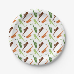 Assiettes En Carton Thème saxophone