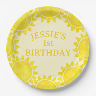 Assiettes En Carton Thème Soleil 1er Plaques Papier Anniversaire - Lit