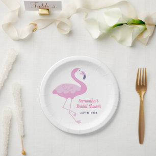 Assiettes En Carton Thème Tropical Mariage Rose Flamingo Mignon