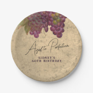 Assiettes En Carton Thème vin « Vieilli à la perfection » pour 60e ann