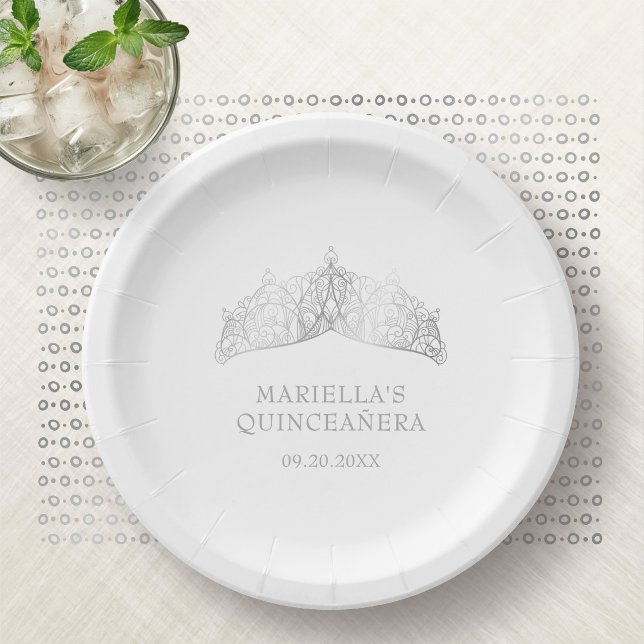 Assiettes En Carton Tiara Crown Elegant Quinceanera (Créateur téléchargé)