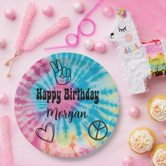 Assiettes En Carton Tie Dye Party (Fête)