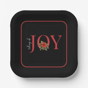 ASSIETTES EN CARTON TIGES DE JOY RED CHRISTMAS POINSETTIA