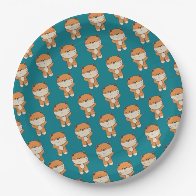 Assiettes En Carton Tigre adorable (Devant)
