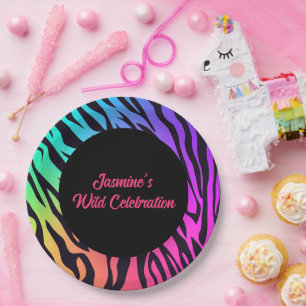 Assiettes En Carton Tigre arc-en-ciel Imprimer Celebation sauvage
