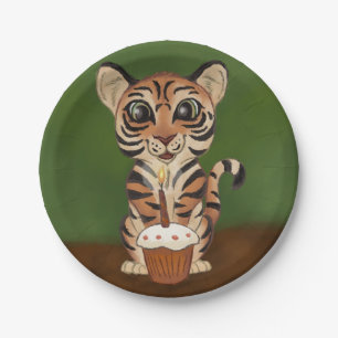 Assiettes En Carton Tigre d'anniversaire