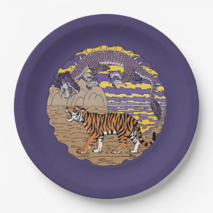 Assiettes En Carton Tigre et dragon